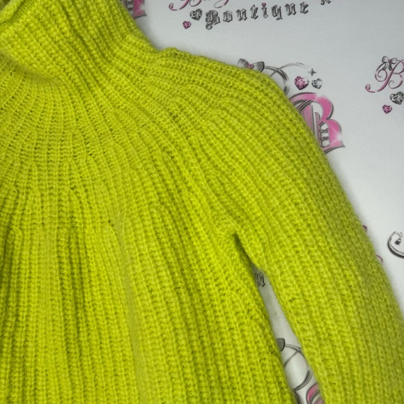Rag & bone New York sweater pull over turtle π’ neck lime green neon crochet π§Ά - Picture 7 of 9